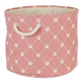 Multipurpose Pet Storage Bin Round Medium with Printing (Color: Rose)