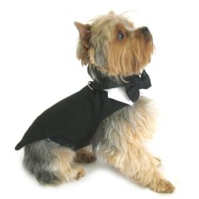 Black Dog Harness Tuxedo w/Tails, Bow Tie, and Cotton Collar (Option: X-Large)