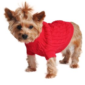 Combed Cotton Cable Knit Dog Sweater (Option: Fiery Red3X-Large)