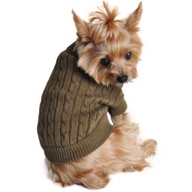 Combed Cotton Cable Knit Dog Sweater (Option: Herb GreenSmall)