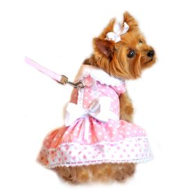 Polka Dot and Lace Dog Dress Set with Leash (Option: PinkX-Small)